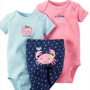 Carter's 3pc Bodysuit and Crab Pants I Love Daddy